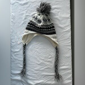 Joe Boxer Kids Hat Ear Flaps Wool Fleece Lined Knit Gray And Black One Size